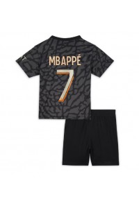 Paris Saint-Germain Kylian Mbappe #7 Jalkapallovaatteet Lasten Kolmas peliasu 2023-24 Lyhythihainen (+ Lyhyet housut)